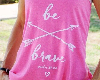 Christian Tank Top for Women (Be Brave) Gray Tri-Blend Racerback Tank