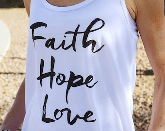 Christian Tank Top for Women (Faith Hope Love) Ultra-Soft Racerback Tank