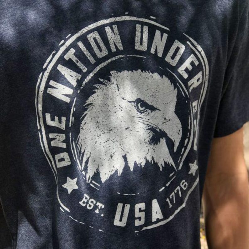 Patriotic T-Shirt for Men (One Nation Under God) Pro-American Shirt, Vintage Patriotic Graphic Tee image 2