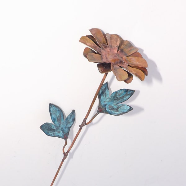 Copper Daisy, Single Stem Decorative Flower Art, small size (created/built/made by order, please see details for more info)