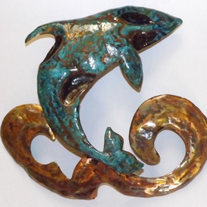 Copper Killer Whale/Orca Wall Art, Whale Leaping from Water (new and 1 in-stock)