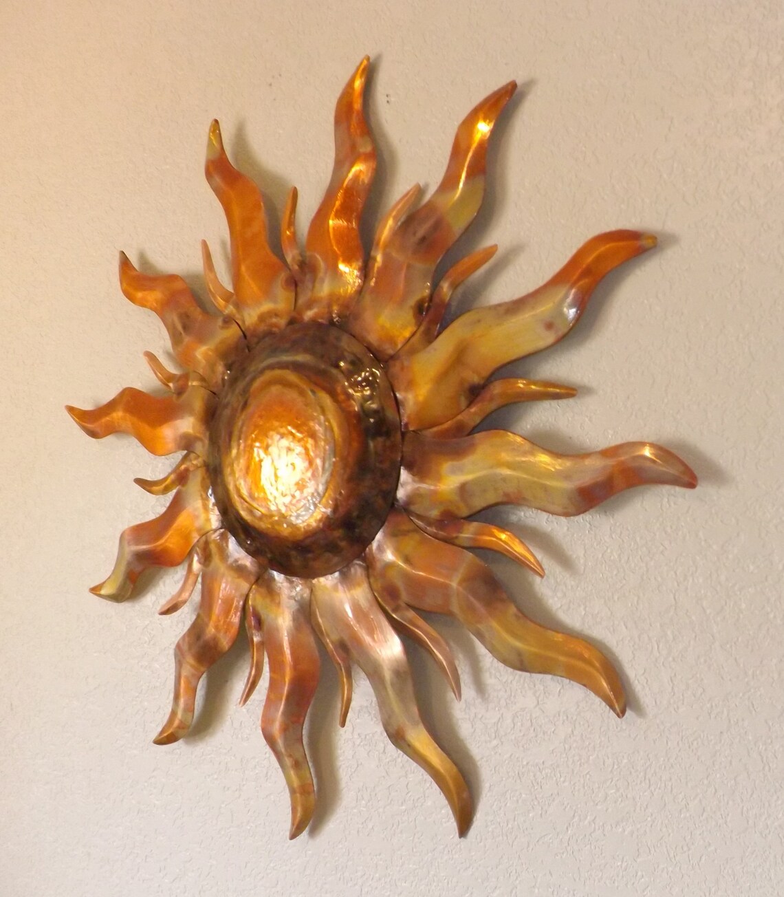Copper Sun Wall Sculpture Sun Star Wall Art 28 Inch Diameter Etsy