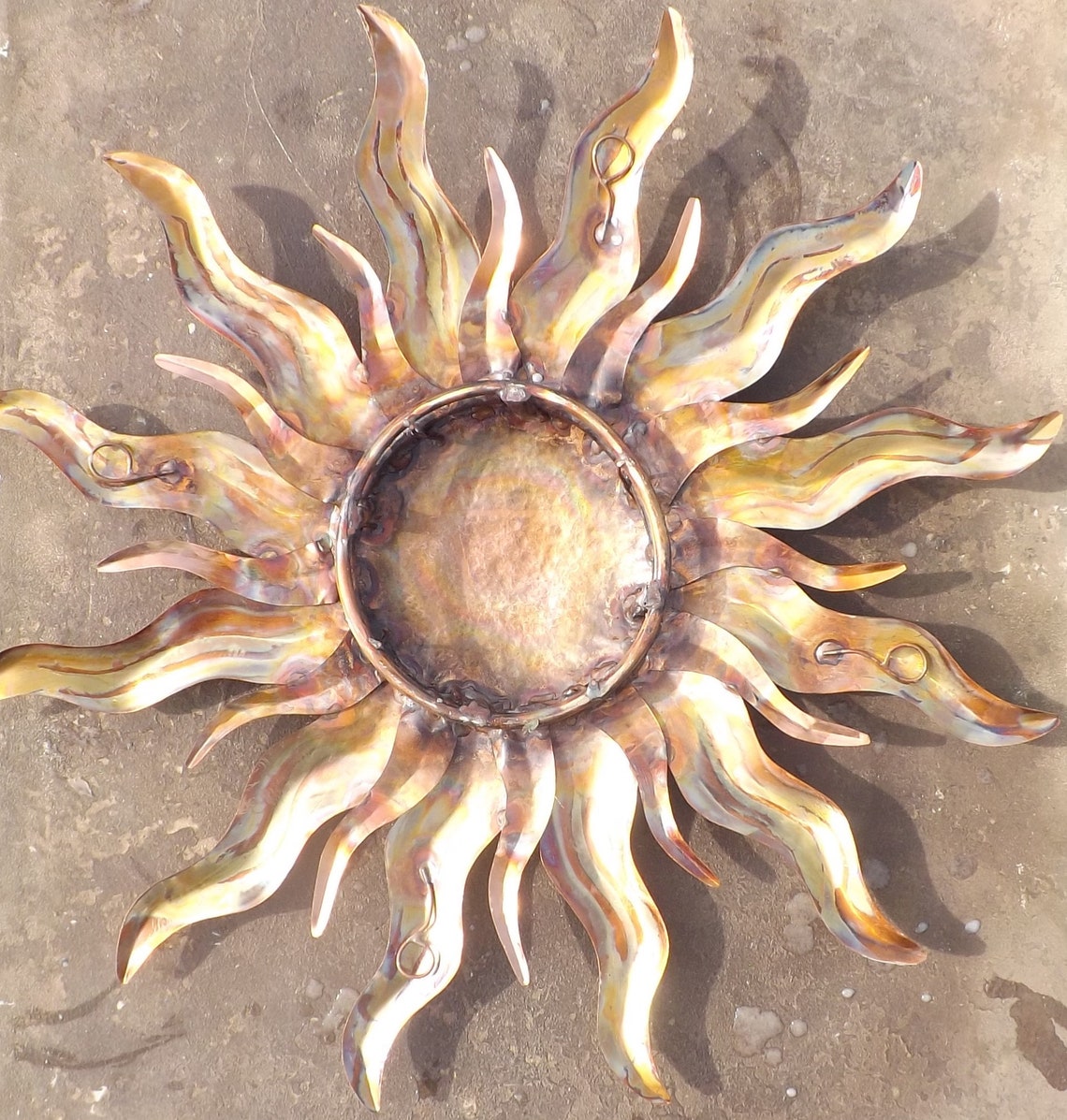 Copper Sun Wall Sculpture Sun Star Wall Art 28 Inch Diameter Etsy