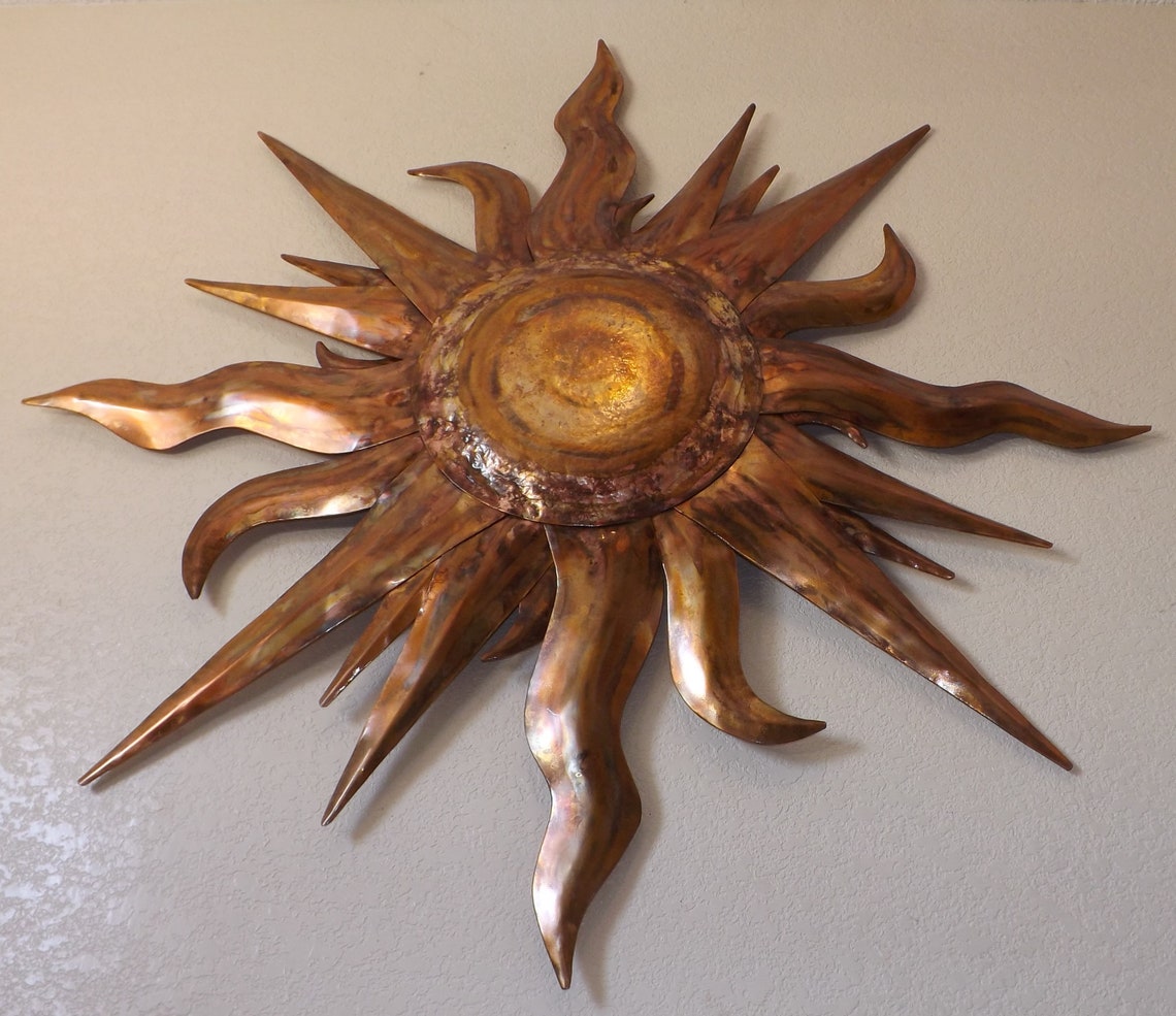 Large Copper Sun Wall Sculpture Wall Hanging Art Work Etsy