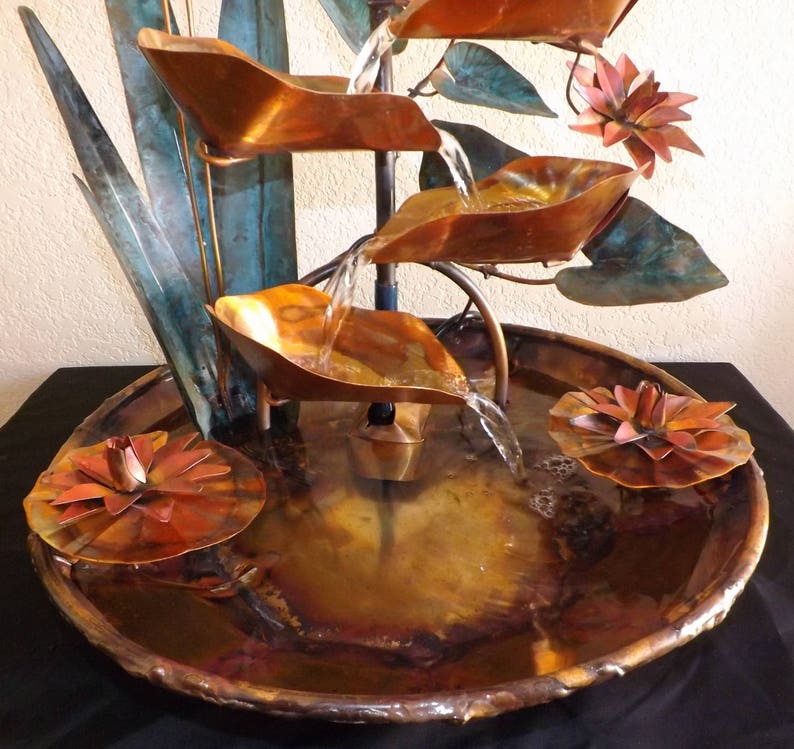 Large Copper Water Table Fountain Leaf Cup Design with Etsy