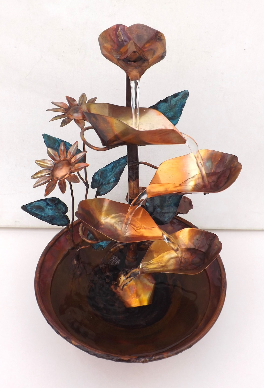 Copper Fountains, Sunflowers Water Fountain, Extra Small Table Size