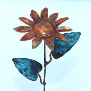 Copper Sunflower Small Single Stem Decorative Flower Sculpture (Made/Created/Built by Order, please see details)