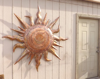 銅板　飾り　額 Large Copper Sun Wall Sculpture, 5' Ft. 8