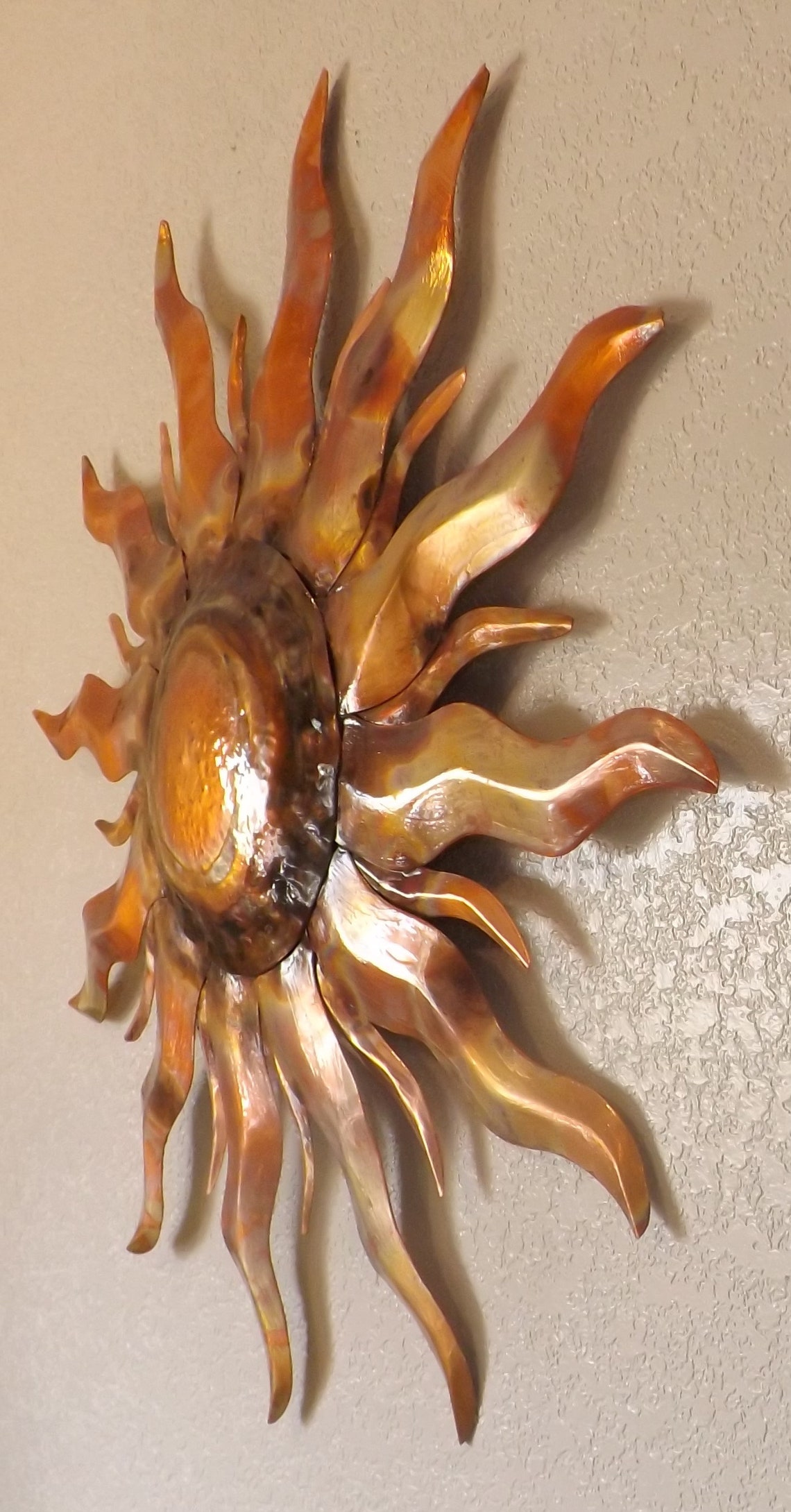 Copper Sun Wall Sculpture Sun Star Wall Art 28 Inch Diameter | Etsy