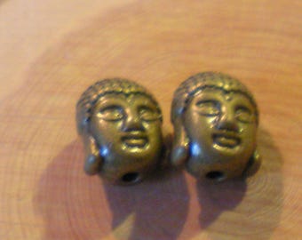 LOT VON 2 wunderschönen BUDDHA-Köpfen aus Metall