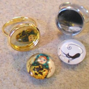 SET OF 2 CHILDREN ring holders and a free barrette with its cabochon or a ring and cabochon image 3