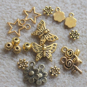 LOT of BRONZE charms and pearls to choose + 3 offered