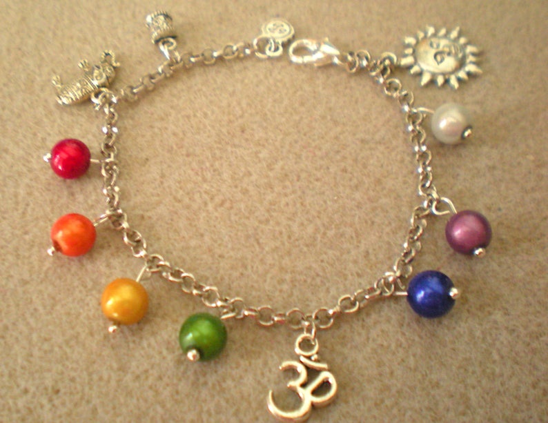 KIT bracelet chakra aux 7 couleurs à faire soi même métal argenté image 2