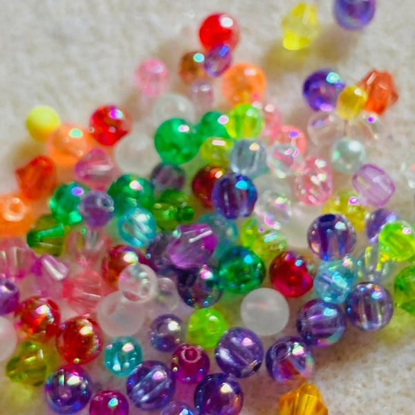 LOT DE 14 ou 20 + 5 gratuites perles artisanales COEUR de 8 mm en acrylique multicolore