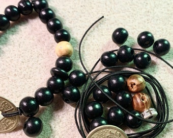Mala bracelet KIT with beads and spacers or Chinese coin