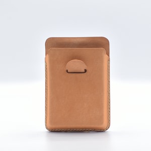 Personalized MagSafe Compatible Leather Card Holder Extra Thin - Made to Order in the U.S. It will Securely Hold 1 to 3 or 1 to 6 Cards.