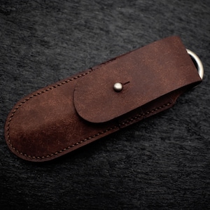 Handmade Leather Pen, Flashlight & Knife Case: USA Made, Solid Brass Hardware