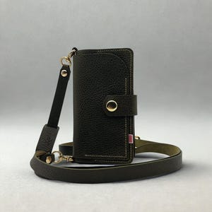 The 925 Crossbody, Hand Stitched Leather Case MagSafe Compatible for iPhone 12, 13, 14, 15, 16. Handmade to Order in the USA