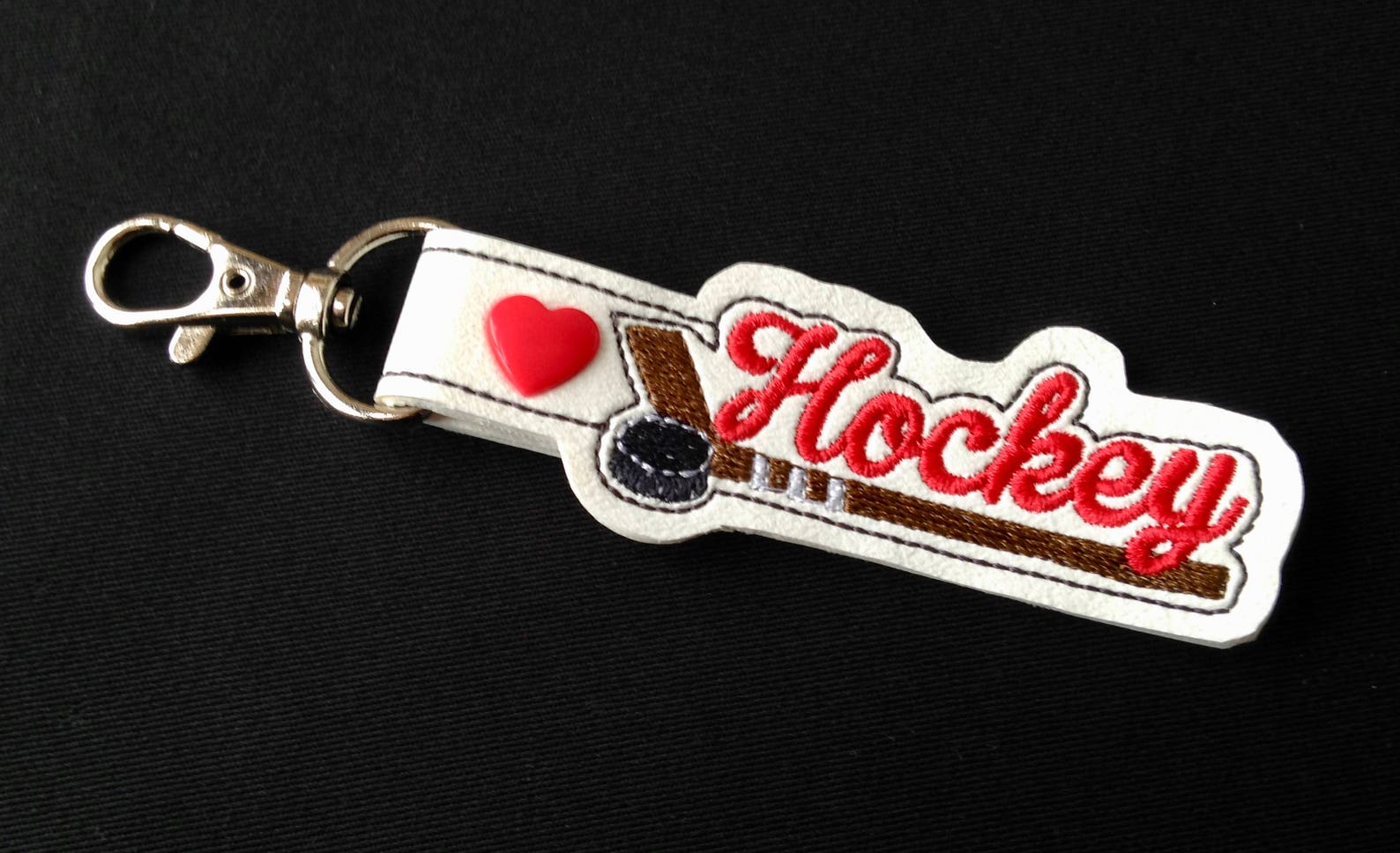 Hockey key chain Hockey Stick key fob Embroidered Hockey key Etsy
