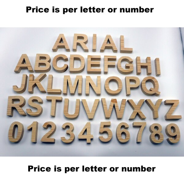 Arial Font Large wooden letters-numbers, pine wood, Price per letter/number, Uppercase only