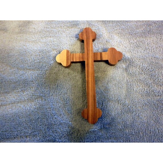 Religious Budded Cross Wooden Walnut 