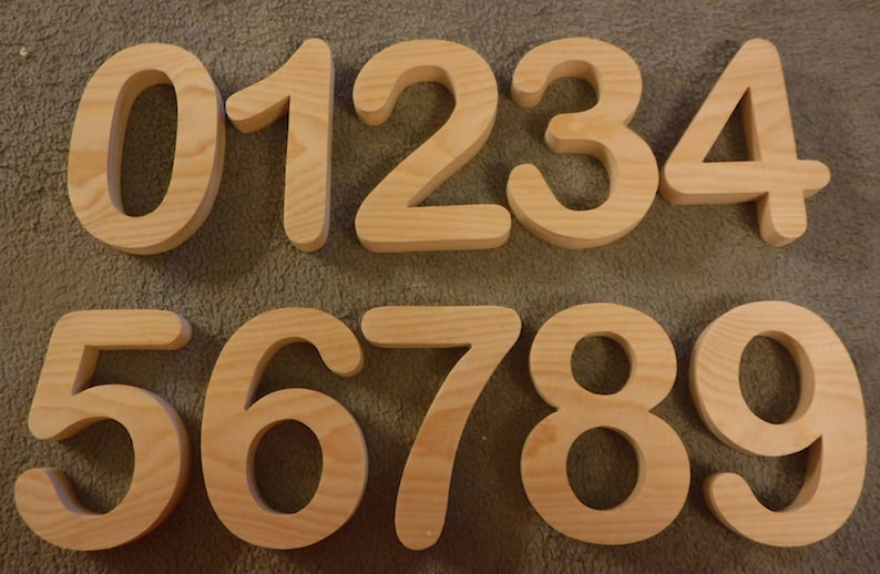 Wooden house numbers 5 to 7. custom house numbers Arial rounded
