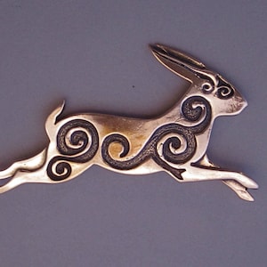 Large Rabbit Brooch or Pendant in Bronze image 1