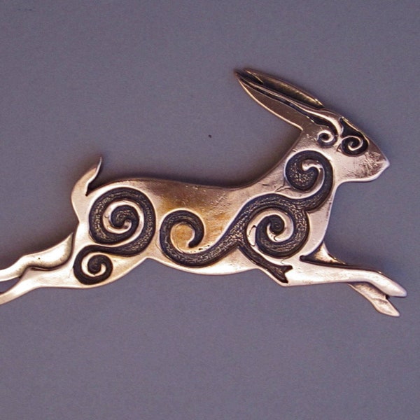 Large Rabbit Brooch or Pendant in Bronze