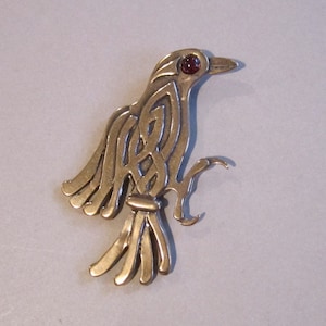 Celtic Raven Brooch or Pendant in Bronze image 1