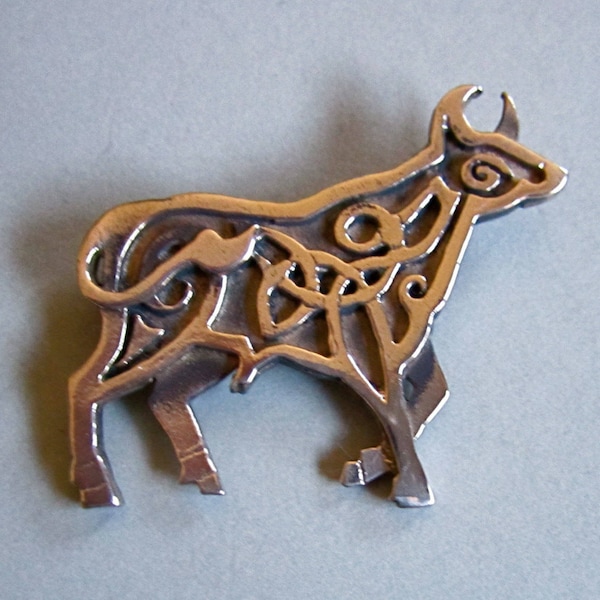 Celtic Bull Brooch or Pendant in Bronze