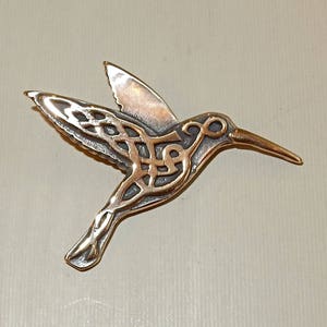 Celtic Hummingbird Pendant or Brooch in Bronze image 1