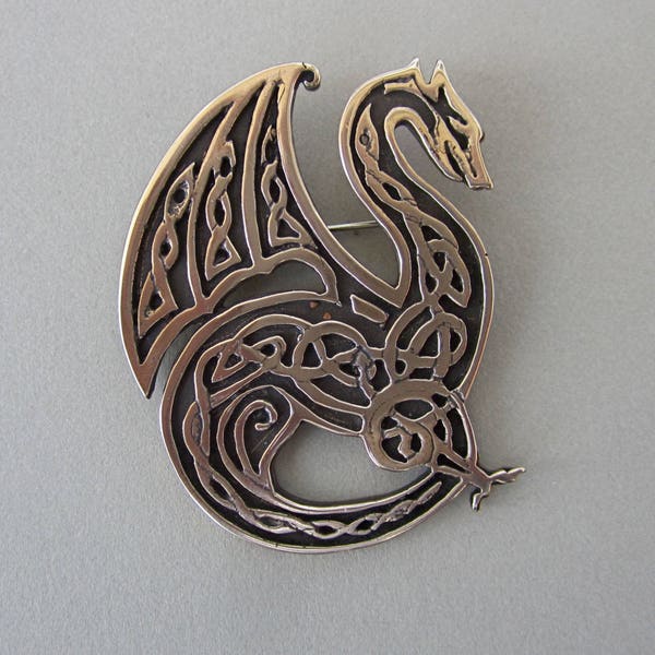 Celtic Knotwork Dragon Pendant or Brooch