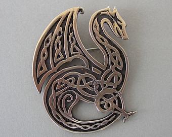 Celtic Knotwork Dragon Pendant or Brooch