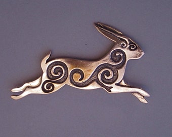 Large Rabbit Brooch or Pendant in Bronze