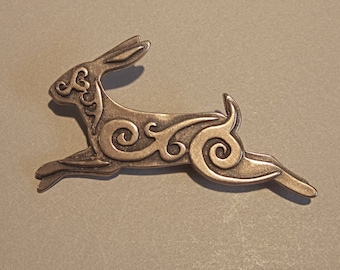 Celtic Rabbit Brooch or Pendant in Bronze