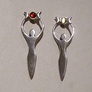 Triple Moon Goddess Pin or Pendant in Sterling Silver