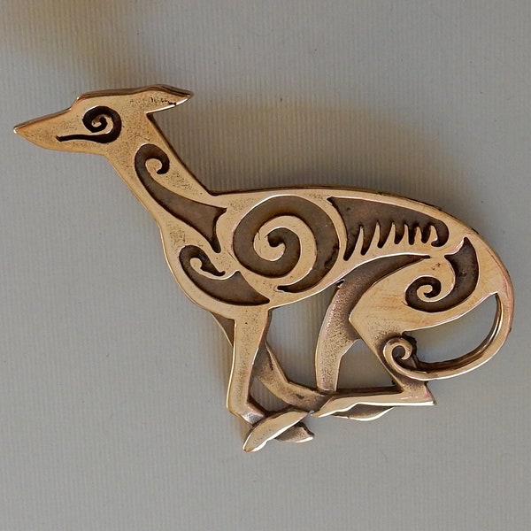 Large Greyhound Brooch or Pendant in Bronze