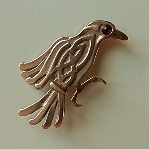 Celtic Raven Brooch or Pendant in Bronze image 8