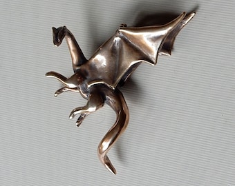 Four Legged Perching Dragon Pendant in Bronze