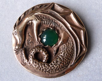 Dragon Brooch with Green Quartz