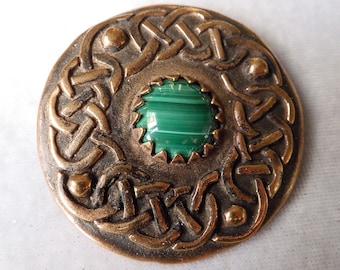 Celtic Knot Brooch with Malachite