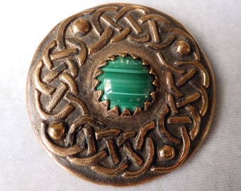 Celtic Knot Brooch with Malachite