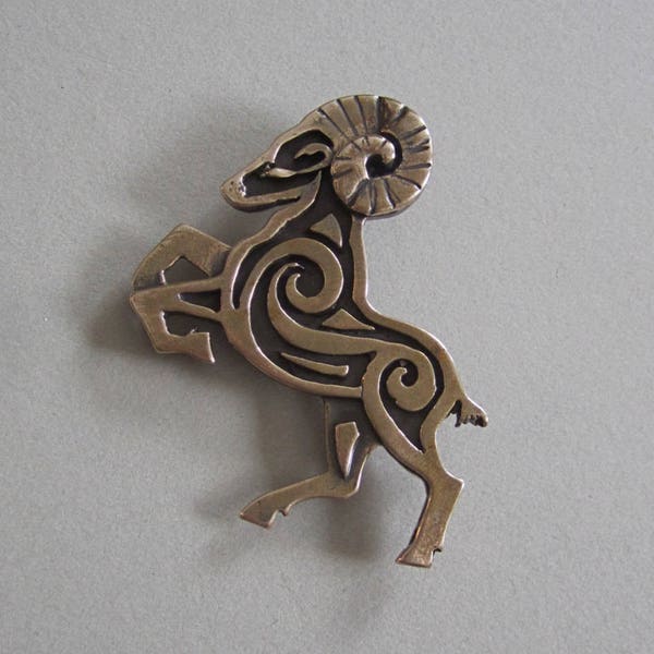 Bronze Ram Brooch or Pendant