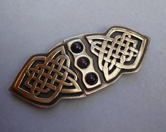 Large Bronze Cloak Clasp with Amethyst