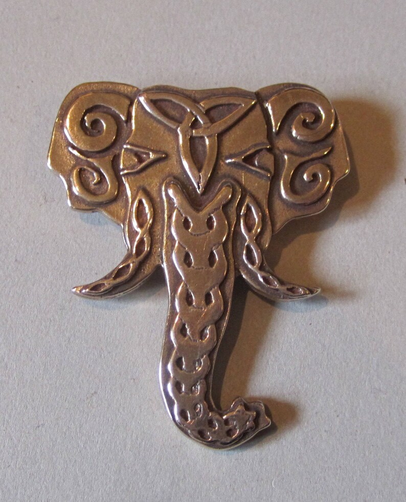 Bronze Elephant head brooch or pendant by Master Ark in Celtic style