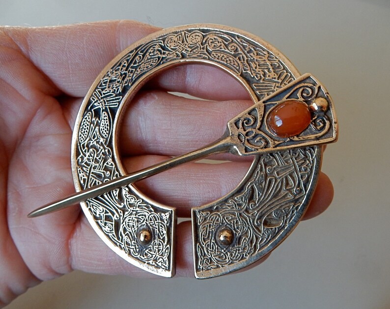 Cloak Clasp Pennanular Brooch With Carnelian Etsy