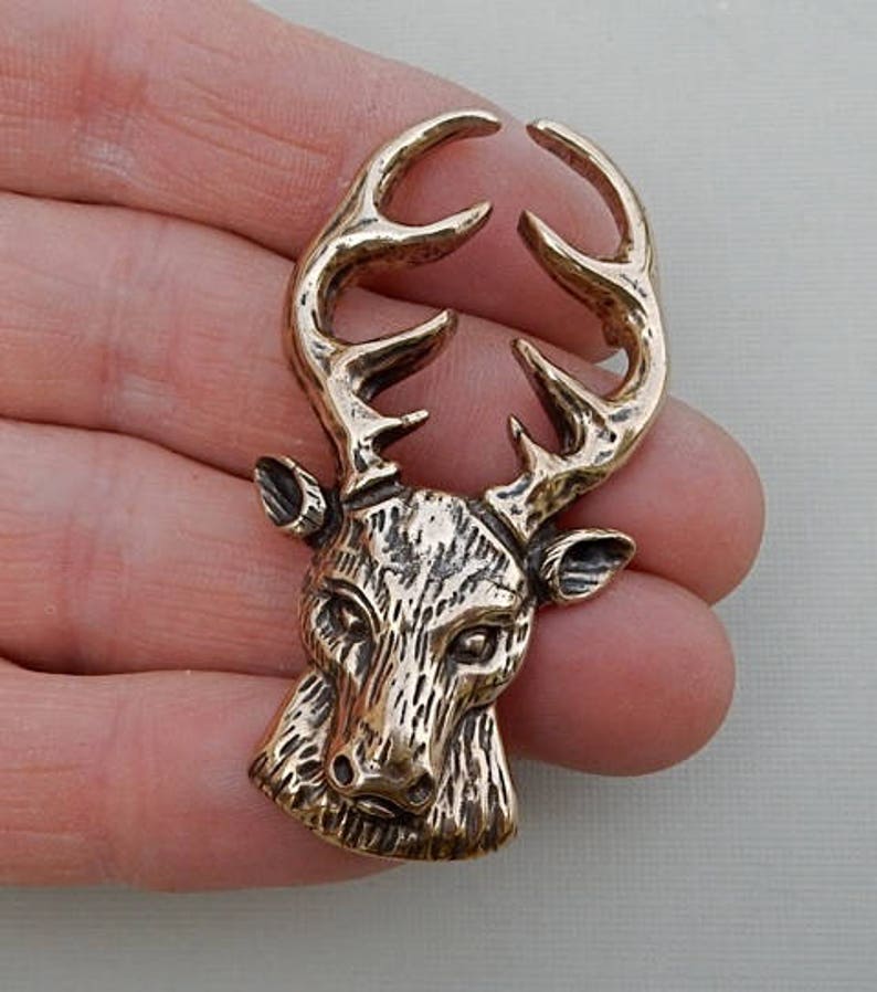 Stag Head Pendant in Bronze image 2