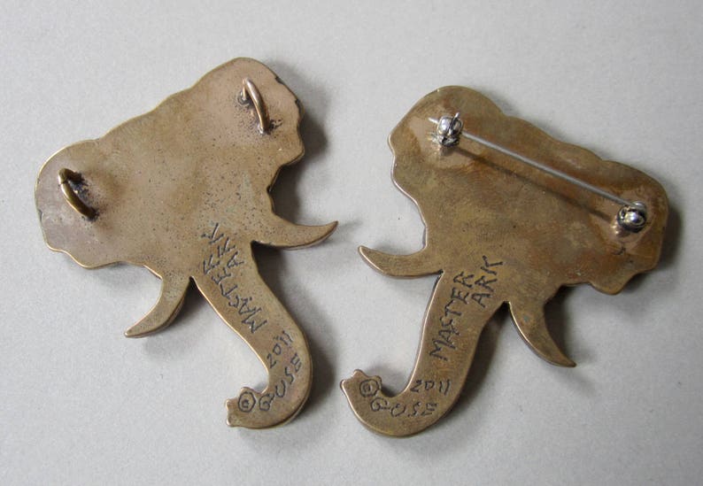 Elephant pendant and brooch by Master Ark, Backs