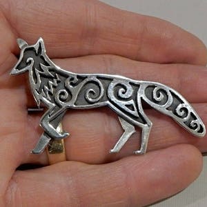 Celtic Fox Brooch or Pendant in Bronze or Silver image 3