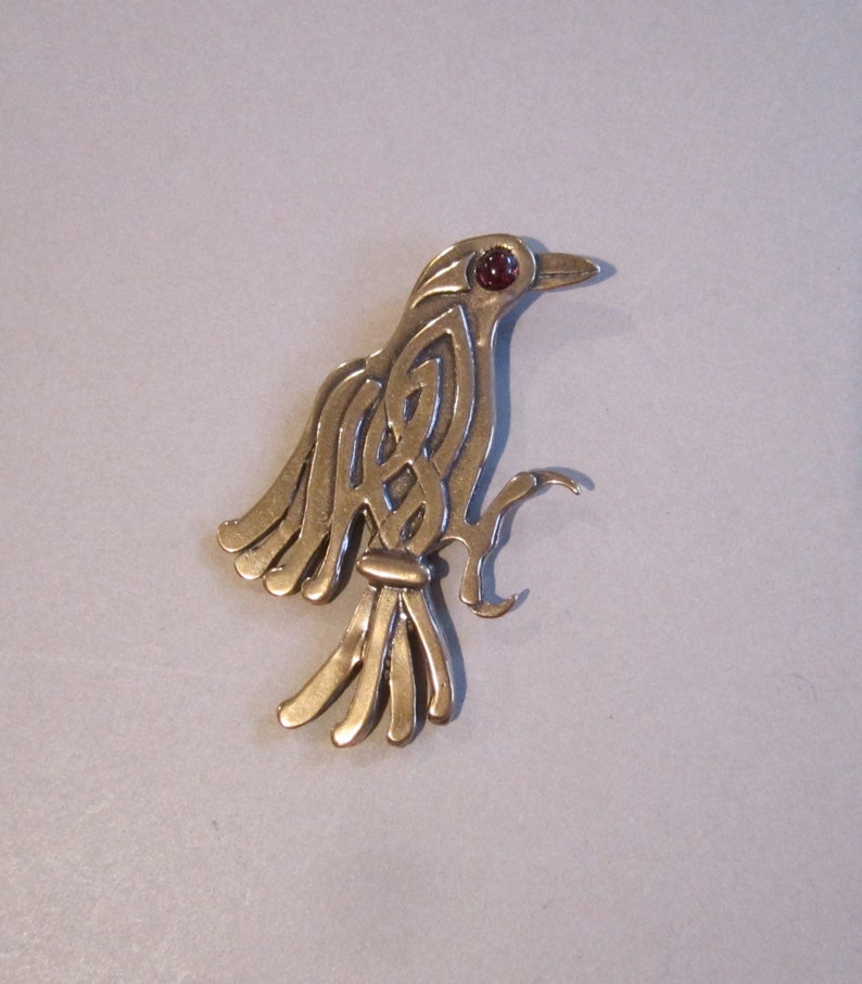 Celtic Raven Brooch or Pendant in Bronze image 1